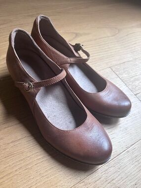 Dansko Women's Mary Jane Wedge Heels in Brown Leather 38